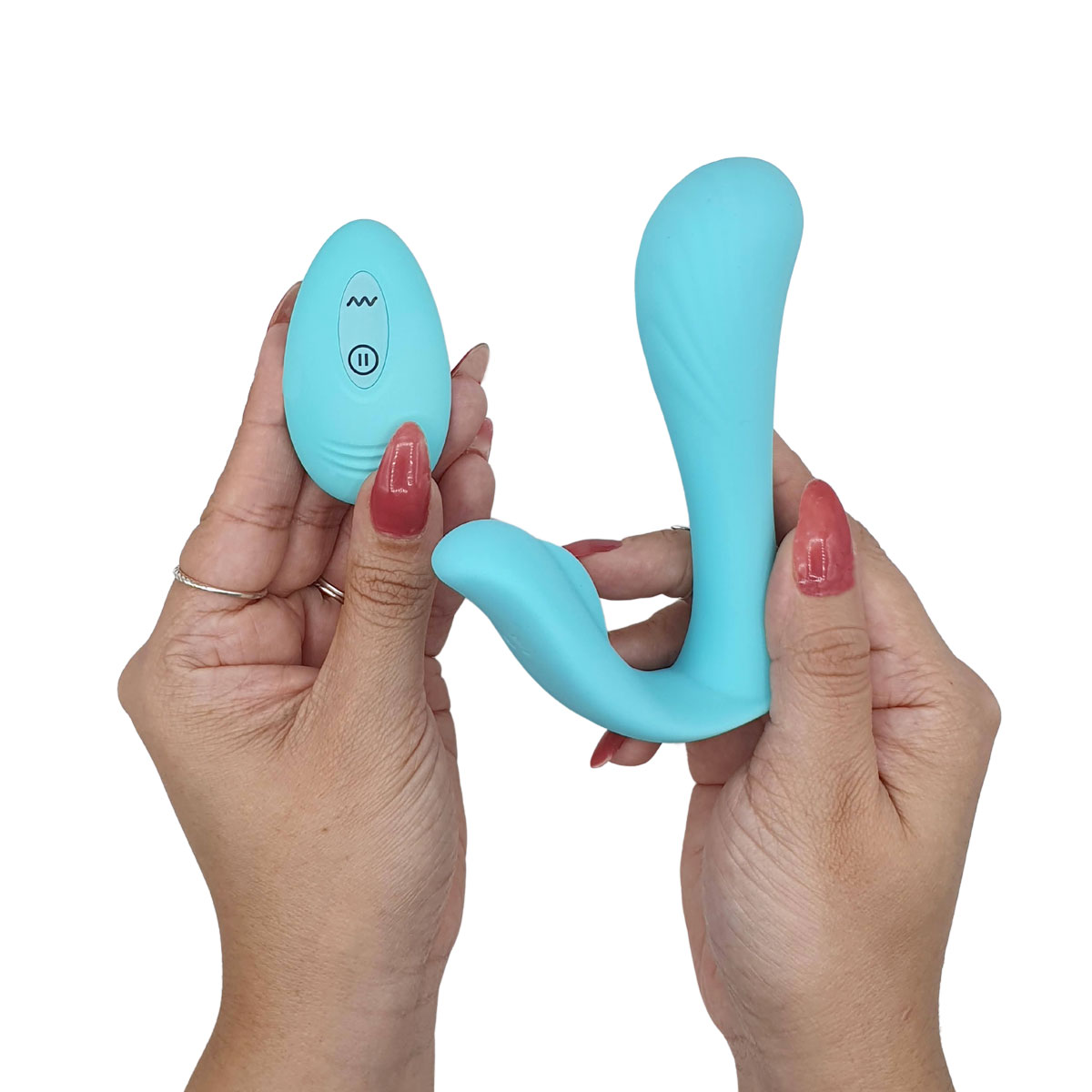 Vibrador Estimulador de Ponto G e Clitóris em Silicone com 10 Modos de Vibração, Controle Remoto sem Fio e Recarregável - Intt Heaven | 11 x 3,1 cm | Disponível em 3 Cores - 12