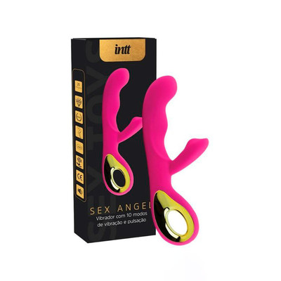 Foto 1 do produto Vibrador Estimulador de Ponto G e Clitóris em Silicone com 10 Modos de Vibração, Recarregável - Intt Toys Sex Angel | 10 x 3,2 cm