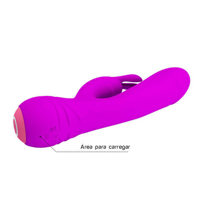 Foto 12 do produto Vibrador Recarregável Estimulador de Ponto G e de Clítoris em Silicone com 12 Modos de Vibração e Função Memória - Pretty Love Borderick - 18 x 3,4 cm | Disponível em 2 Cores