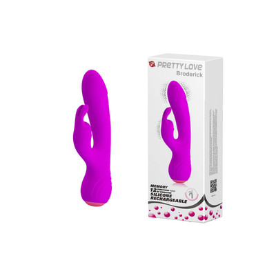 Foto 6 do produto Vibrador Recarregável Estimulador de Ponto G e de Clítoris em Silicone com 12 Modos de Vibração e Função Memória - Pretty Love Borderick - 18 x 3,4 cm | Disponível em 2 Cores