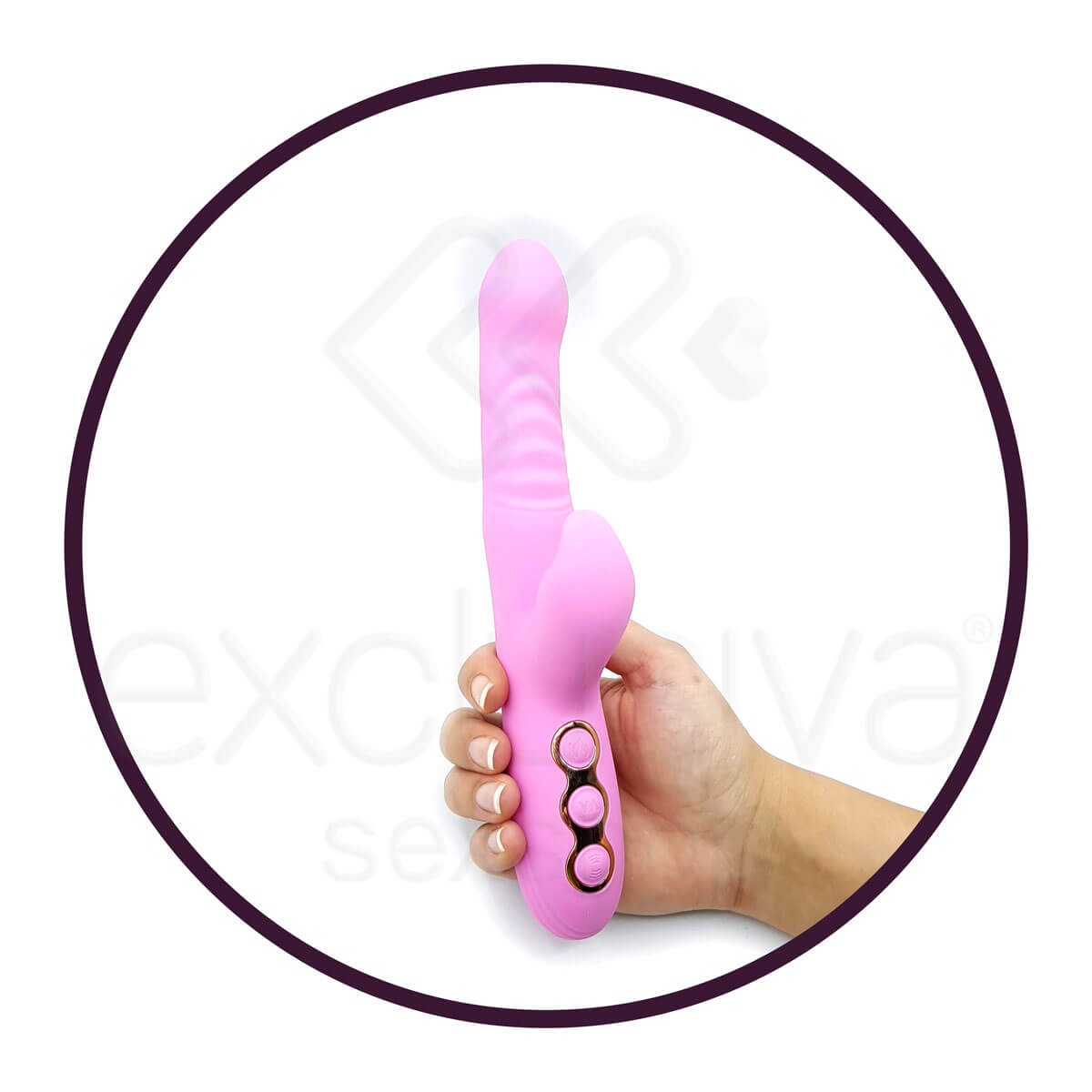 Vibrador Estimulador de Ponto G e Clítoris em Silicone com Rotação, 7 Modos de Vibração e Função Auto Aquecimento - 24 x 3,5 cm - 4