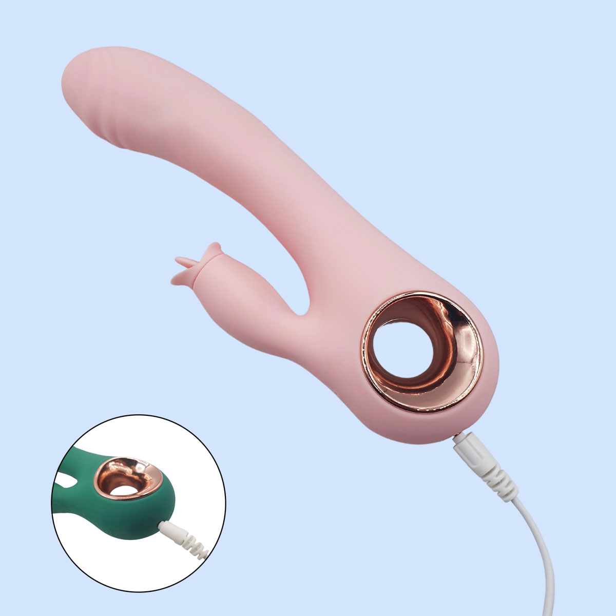 Vibrador Estimulador de Ponto G e Língua Estimuladora de Clitóris em Silicone, 20 Modos de Vibrações, Função de Aquecimento e Carregamento via UBS - Adão & Eva | 12,5 x 3,5 cm | Disponível em 2 Cores - 7