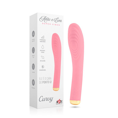 Foto 1 do produto Vibrador Estimulador de Ponto G Recarregável com 7 Modos de Vibração e Resistente à Água - Adão & Eva Super Vibes Curvy | 12 x 3,4 cm