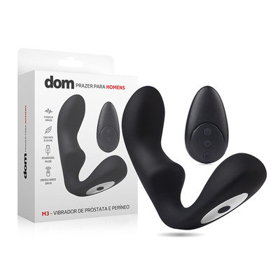 Foto 1 do produto Vibrador Estimulador de Próstata e Períneo Recarregável com 10 Modos de Vibração e Controle Remoto Sem Fio - Dom M3 | 11 x 3,2 cm