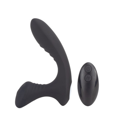 Vibrador Estimulador de Próstata Recarregável em Silicone com Curvatura, Textura, 9 Modos de Vibração e Controle Remoto - SI | 9,8 x 3 cm