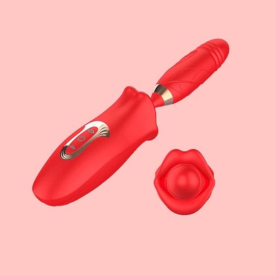 Foto 2 do produto Vibrador com Formato de Boca, 10 Modos de Abre e Fecha, 10 Movimentos de Vai e Vem, Resistente à água e Recarregável - Honey Mouth | 9,7 x 3,0 cm