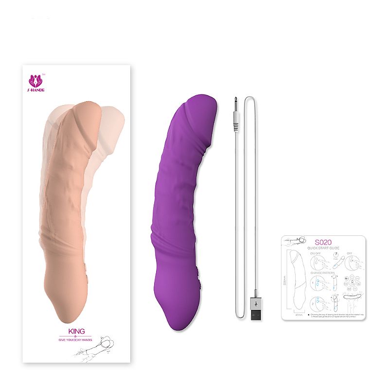 Vibrador com Formato de Pênis, Glande Definida e Veias Salientes com 9 Modos de Vibrações e 3 Intensidades de Movimento - S-hande King | Disponível em 3 Cores - 8