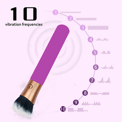 Foto 4 do produto Vibrador com Formato de Pincel de Maquiagem com 10 Modos de Vibração - Adão & Eva | 11 x 2 cm | Disponível em 2 Cores