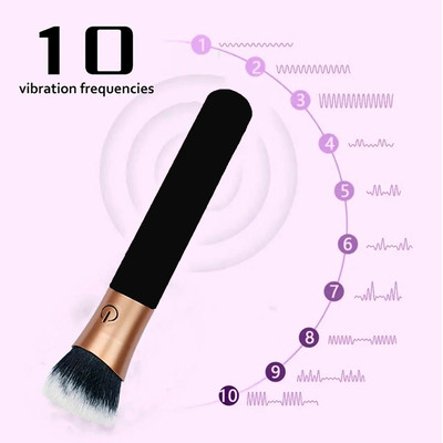 Foto 3 do produto Vibrador com Formato de Pincel de Maquiagem com 10 Modos de Vibração - Adão & Eva | 11 x 2 cm | Disponível em 2 Cores