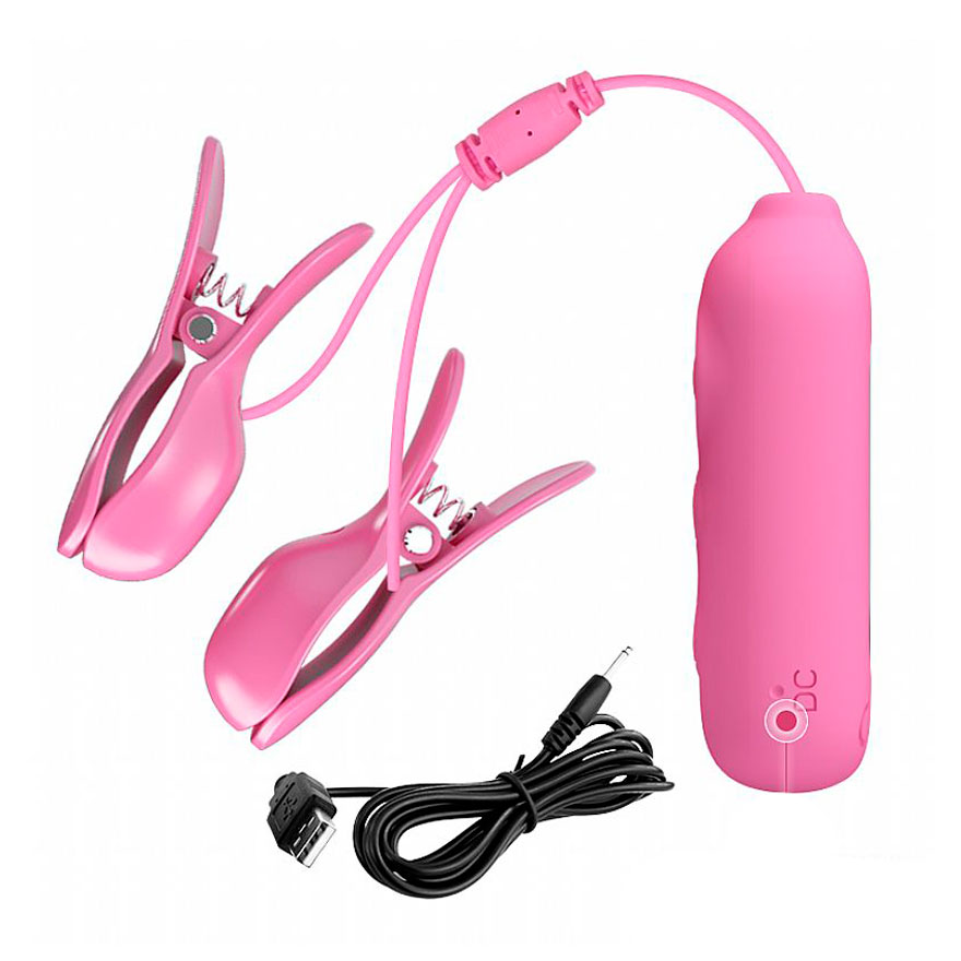 Vibrador de Mamilos Recarregável com 7 Modos de Vibração e 3 Níveis de Choque - Pretty Love Nipple Clip - 7
