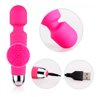 Foto 3 do produto Vibrador Massageador de Clítoris Recarregável em Silicone com 20 Modos de Vibração e 8 Níveis de Intensidade - 20,7 x 4,2 cm | Disponível em 3 Cores
