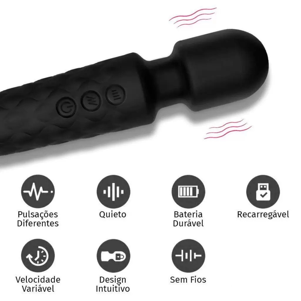 Vibrador Massageador de Clítoris Recarregável em Silicone com 20 Modos de Vibração e 8 Níveis de Intensidade - 20,7 x 4,2 cm | Disponível em 3 Cores - 5