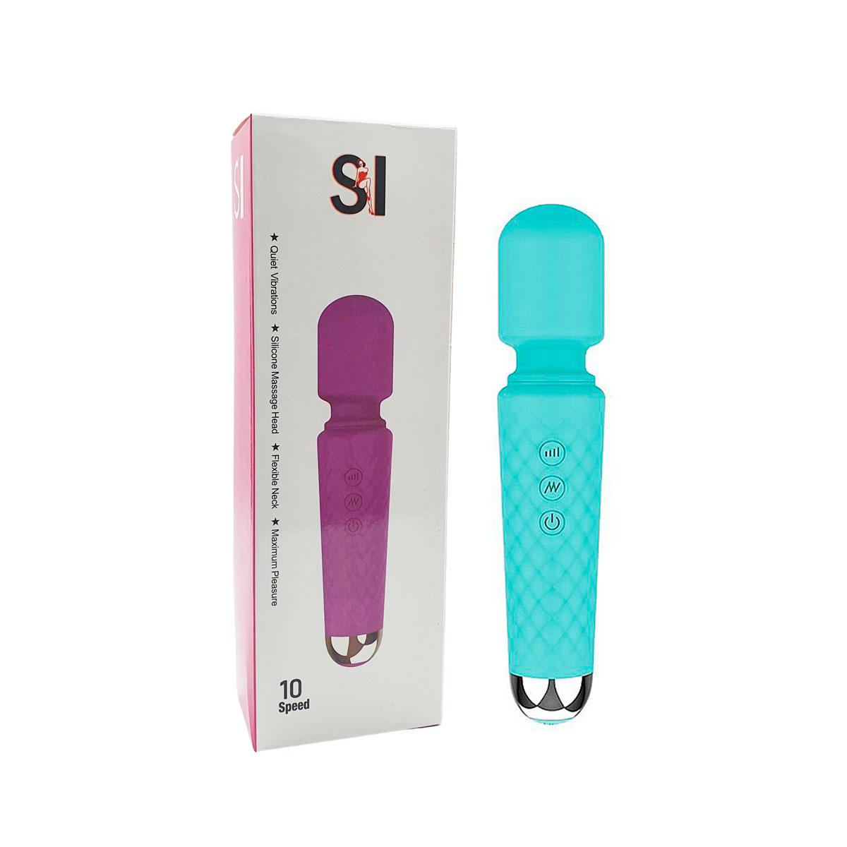 Vibrador Massageador Estilo Varinha Mágica com 20 Modos de Vibração, 8 Níveis de intensidade, Recarregável por Cabo USB - SI | 20 x 4,1 cm | Disponível em 4 Cores - 7