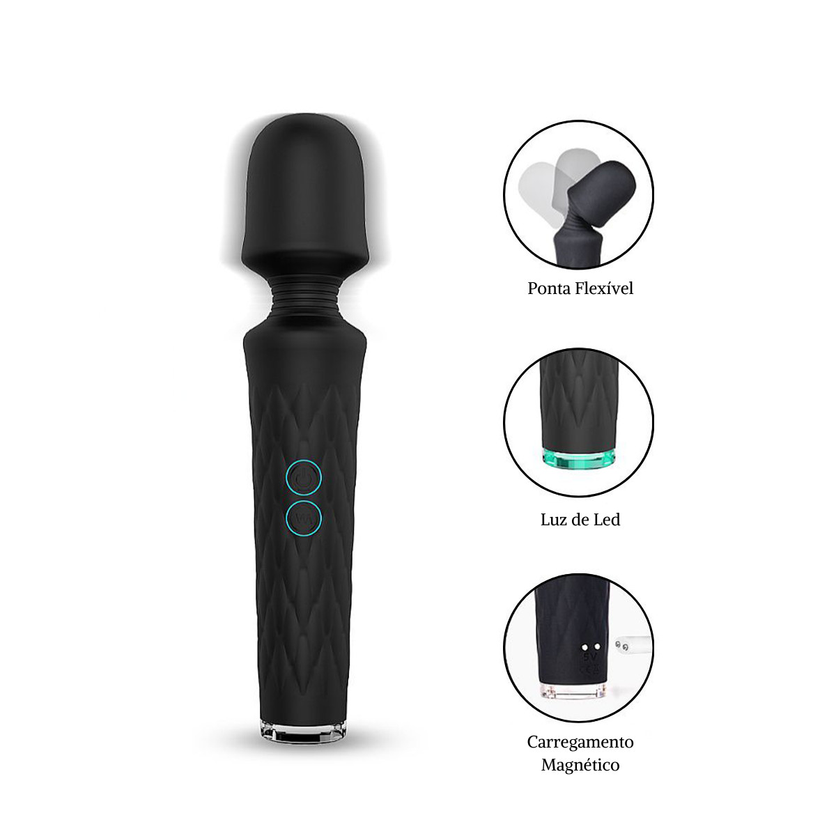 Vibrador Massageador em Silicone com 7 Modos de Vibrações, 4 Intensidades e Recarregável - S-Hande Luna | 21,5 x 4,4 cm | Disponível em 3 Cores - 3