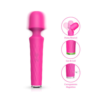 Foto 5 do produto Vibrador Massageador em Silicone com 7 Modos de Vibrações, 4 Intensidades e Recarregável - S-Hande Luna | 21,5 x 4,4 cm | Disponível em 3 Cores