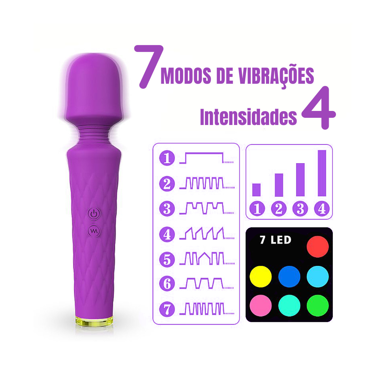 Vibrador Massageador em Silicone com 7 Modos de Vibrações, 4 Intensidades e Recarregável - S-Hande Luna | 21,5 x 4,4 cm | Disponível em 3 Cores - 11