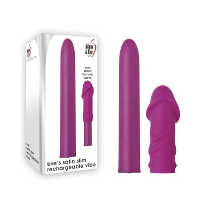 Foto 1 do produto Vibrador Personal Recarregável com Capa em Forma de Glande Definida e 10 Modos de Vibração - Adam & Eve Eve's Satin Slim Rechargeable Vibe | 12 x 2,2 cm