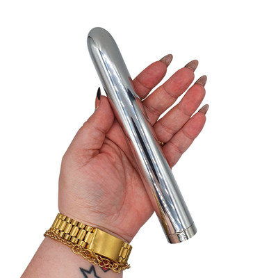 Vibrador Personal  Recarregável  Cromado com 10 Modos de Vibração - Ycolor | 17 x 2,5 cm