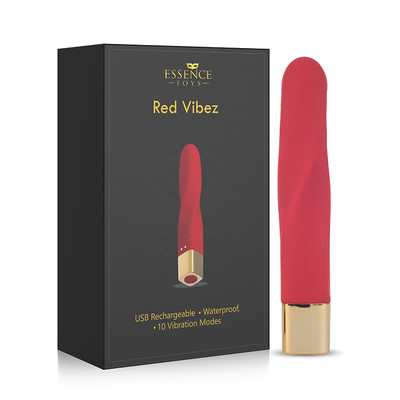 Vibrador Personal Recarregável em Silicone  com 10 Modos de Vibrações - Essence Toys Red Vibez | 12,1 x 2,1 cm