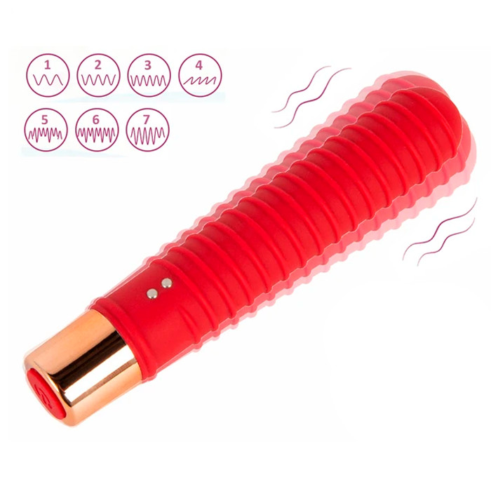 Vibrador Personal Com Textura Espiral em Silicone, 7 Modos de Vibração e Recarregável - 9,8 x 2,4 cm - 3