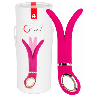 Foto 1 do produto Vibrador Ponta Dupla Recarregável em Silicone com 6 Modos de Vibrações, à Prova D'água - G Vibe 2 - 23,5 x 3,5 cm | Cor: Pink