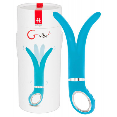 Foto 3 do produto Vibrador Ponta Dupla Recarregável em Silicone com 6 Modos de Vibrações, à Prova D'água - G Vibe 2 - 23,5 x 3,5 cm | Disponível em 3 cores