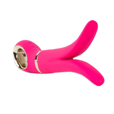 Foto 2 do produto Vibrador Ponta Dupla Recarregável em Silicone com 6 Modos de Vibrações, à Prova D'água - G Vibe 2 - 23,5 x 3,5 cm | Cor: Pink