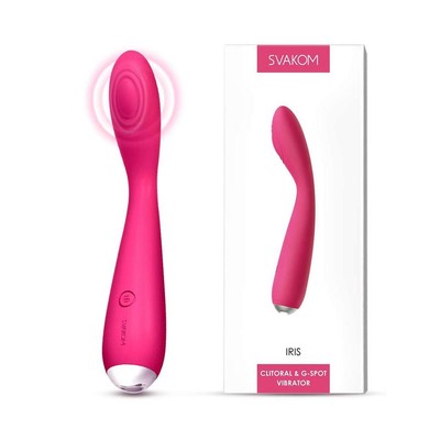 Foto 1 do produto Vibrador com Ponta Estimuladora para Clitóris e Ponto G, 5 Modos de Vibração, 5 Intensidades e Recarregável - Svakom Iris | 18,5 x 2,9 cm