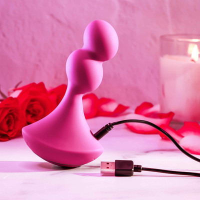 Foto 5 do produto Vibrador de Ponto G com 2 Esferas em Silicone, 7 Modos de Vibração, 5 Tipos de Rotação e Recarregável- Gender X Ball Game | 13,4 x 3,5 cm