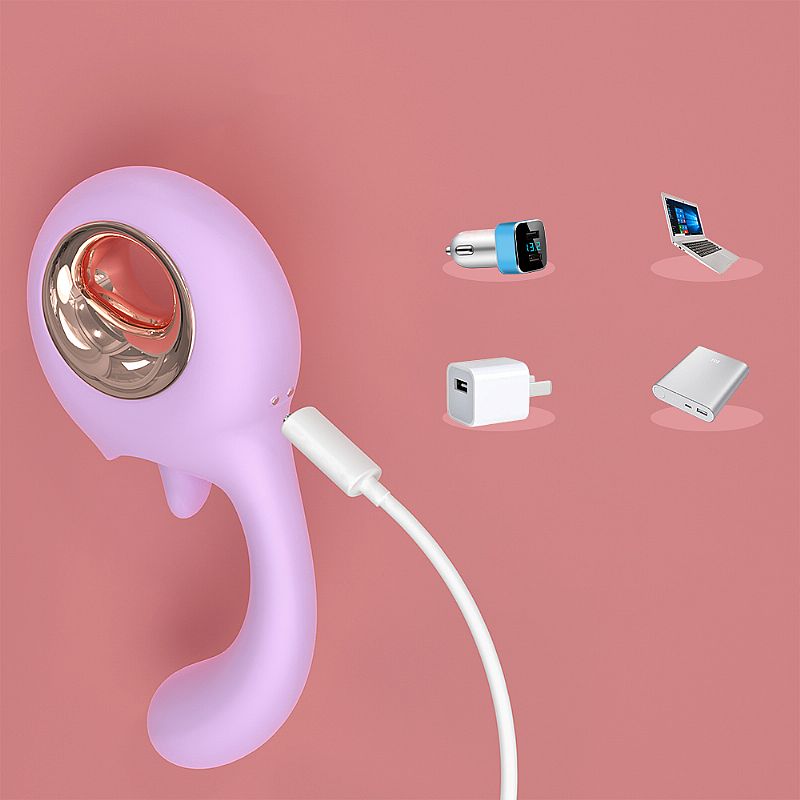 Vibrador de Ponto G Com 9 Modos de Vibração e Língua Estimuladora Com 9 Movimentos, Recarregável - S-Hande Woo | 11,5 x 2,9 cm - 3