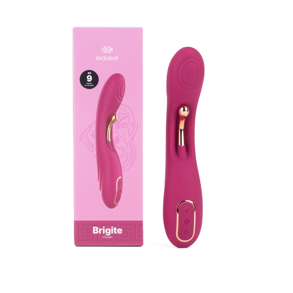 Vibrador de Ponto G e Clitóris em Silicone com 9 Modos de Vibração, 2 Motores e Recarregável - Exclusiva Brigite - 1