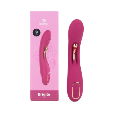 Vibrador de Ponto G e Clitóris em Silicone com 9 Modos de Vibração, 2 Motores e Recarregável - Exclusiva Brigite