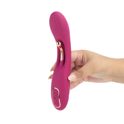 Vibrador de Ponto G e Clitóris em Silicone com 9 Modos de Vibração, 2 Motores e Recarregável - Exclusiva Brigite