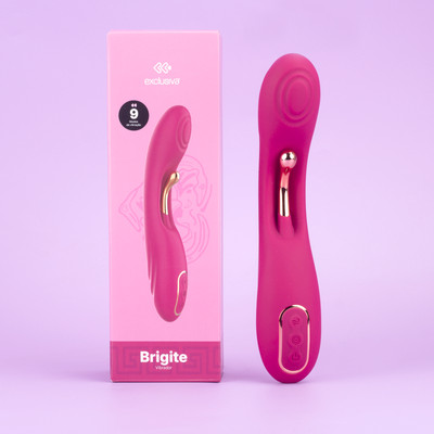 Vibrador de Ponto G e Clitóris em Silicone com 9 Modos de Vibração, 2 Motores e Recarregável - Exclusiva Brigite
