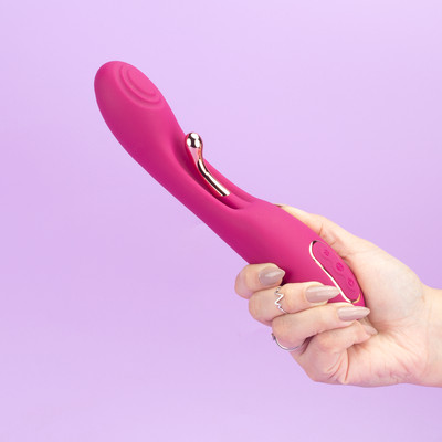 Vibrador de Ponto G e Clitóris em Silicone com 9 Modos de Vibração, 2 Motores e Recarregável - Exclusiva Brigite