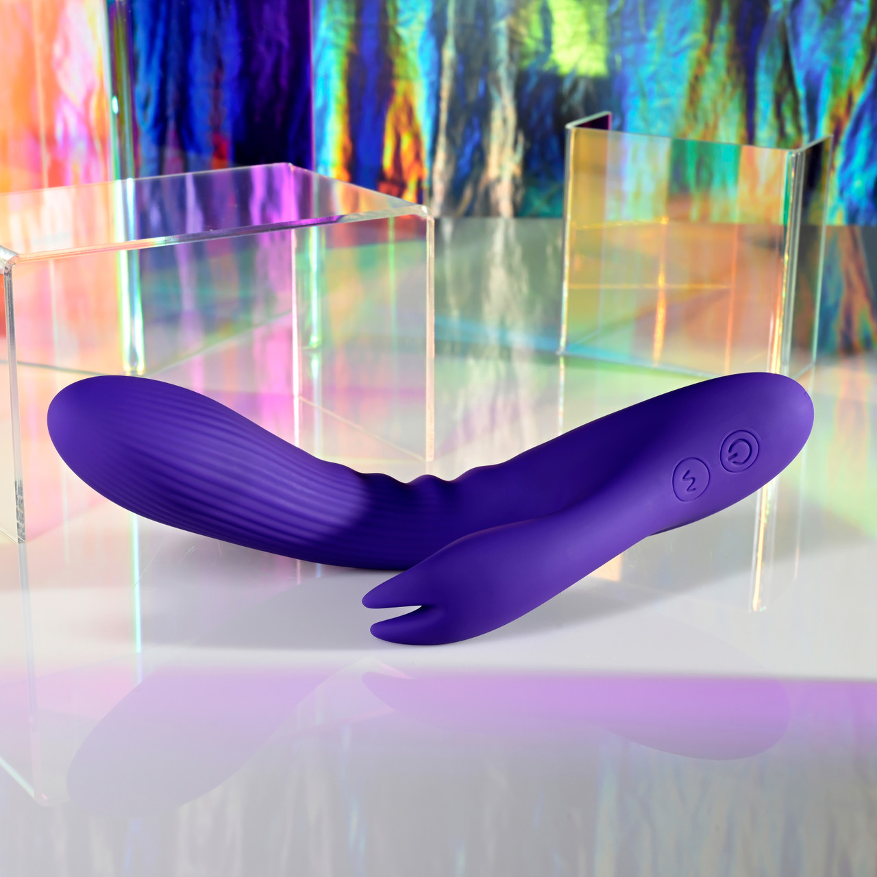Vibrador de Ponto G e Clitóris Articulado em Silicone com Texturas Anelares, 7 Modos de Vibração e Carregamento via Cabo USB - Selopa Poseable Bunny | 13,7 x x 3,4 cm - 3