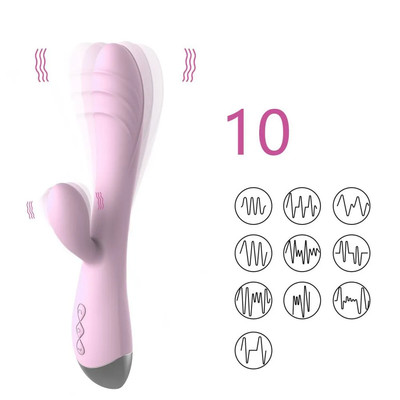 Foto 3 do produto Vibrador de Ponto G e Clitóris em Silicone com Motor Duplo, 10 Modos de Vibração e Recarregável - Gina | 11,3 x 3 cm | Disponível em 2 Cores