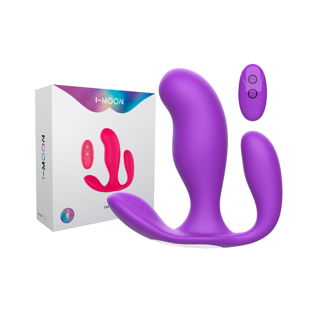 Vibrador de Ponto G e Clitóris com Plug Anal, 7 Modos de Vibração, Controle Remoto Sem Fio e Recarregável - I-moon Tri-We | 9,4 x 3,4 cm | Disponível em 2 Cores - 5