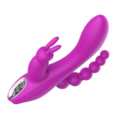 Foto 3 do produto Vibrador de Ponto G e Clitóris com Plug Anal Escalonado, Recarregável e 10 Modos de Vibração - 12 x 3,3 cm | Disponível em 2 Cores