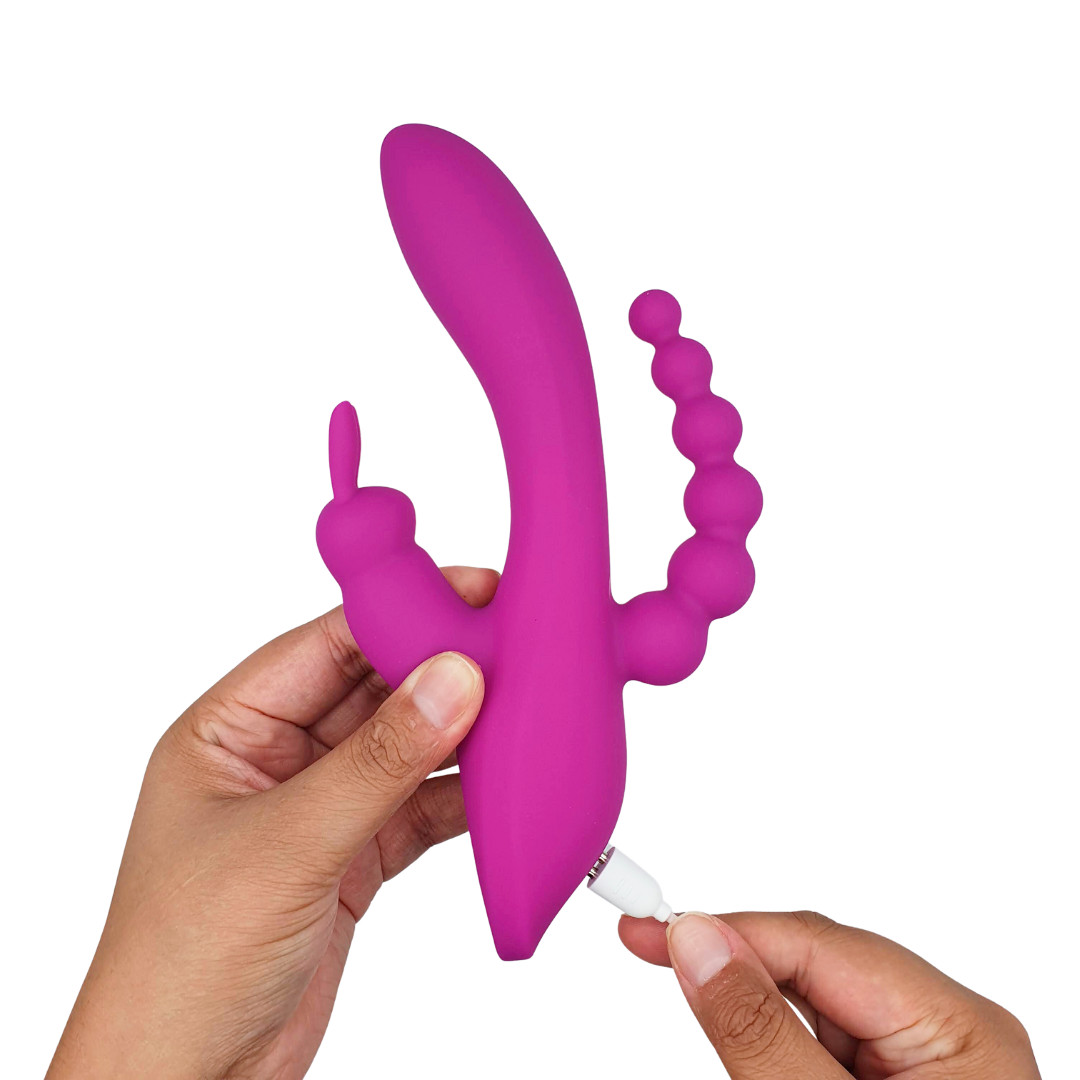 Vibrador de Ponto G e Clitóris com Plug Anal Escalonado, Recarregável e 10 Modos de Vibração - 12 x 3,3 cm | Disponível em 2 Cores - 4