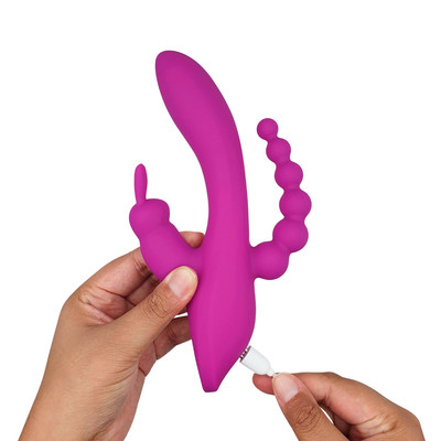 Foto 4 do produto Vibrador de Ponto G e Clitóris com Plug Anal Escalonado, Recarregável e 10 Modos de Vibração - 12 x 3,3 cm | Disponível em 2 Cores
