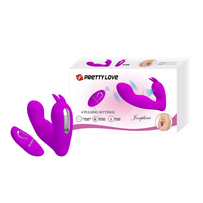 Vibrador de Ponto G e Clitóris Recarregável com 12 Modos de Vibração, 4 Modos de Pulsação, Função Memória e Controle Remoto Sem Fio - Josephine - 8,2 x 2,4 cm