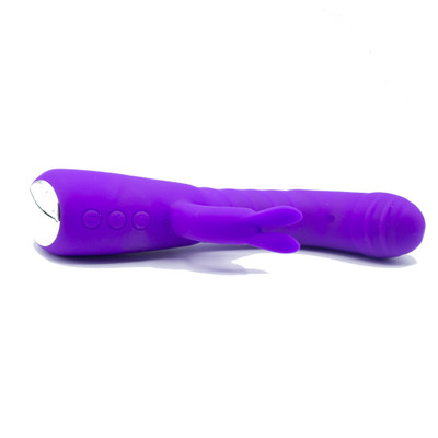 Vibrador de Ponto G e Clitóris Recarregável com 2 Motores, Movimento de Vai e Vem e 10 Modos de Vibração - Adam & Eve Thrusting Warming Rabbit | 11 x 3,5 cm