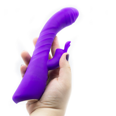 Foto 4 do produto Vibrador de Ponto G e Clitóris Recarregável com 2 Motores, Movimento de Vai e Vem e 10 Modos de Vibração - Adam & Eve Thrusting Warming Rabbit | 11 x 3,5 cm