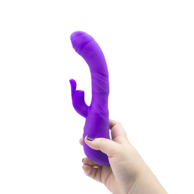 Foto 2 do produto Vibrador de Ponto G e Clitóris Recarregável com 2 Motores, Movimento de Vai e Vem e 10 Modos de Vibração - Adam & Eve Thrusting Warming Rabbit | 11 x 3,5 cm