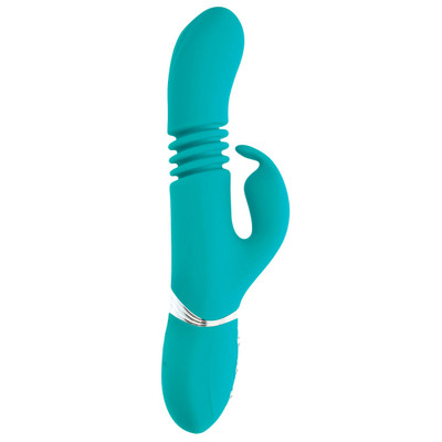 Foto 2 do produto Vibrador de Ponto G e Clitóris Recarregável com 3 Motores, Movimento de Vai e Vem e 10 Modos de Vibração - Adam & Eve Eve's Rechargeable Thrusting Rabbit | 12,5 x 3,5 cm