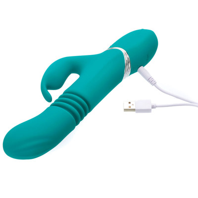 Vibrador de Ponto G e Clitóris Recarregável com 3 Motores, Movimento de Vai e Vem e 10 Modos de Vibração - Adam & Eve Eve's Rechargeable Thrusting Rabbit | 12,5 x 3,5 cm
