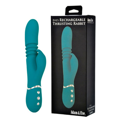 Vibrador de Ponto G e Clitóris Recarregável com 3 Motores, Movimento de Vai e Vem e 10 Modos de Vibração - Adam & Eve Eve's Rechargeable Thrusting Rabbit | 12,5 x 3,5 cm