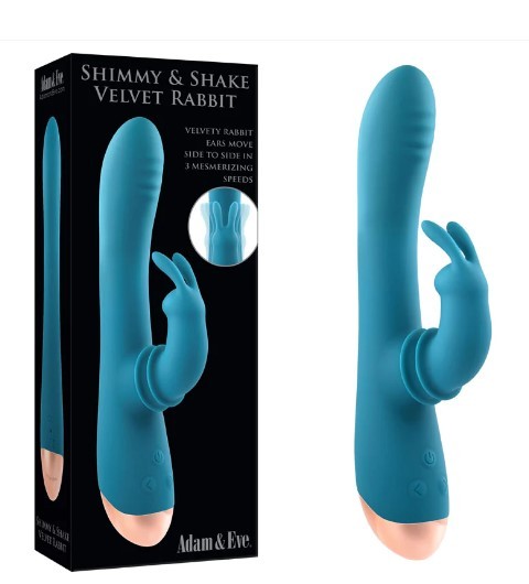 Vibrador de Ponto G e Clitóris Recarregável com 3 Velocidades, Movimento de Vai e Vem e 8  Modos de Vibração - Adam & Eve Shimmy & Shake Velvet Rabbit | 12 x 3,5 cm - 6
