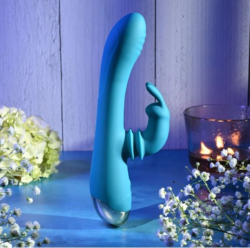 Vibrador de Ponto G e Clitóris Recarregável com 3 Velocidades, Movimento de Vai e Vem e 8  Modos de Vibração - Adam & Eve Shimmy & Shake Velvet Rabbit | 12 x 3,5 cm - 4